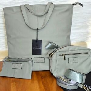 London Fog Light Gray Tote and Accessory Set